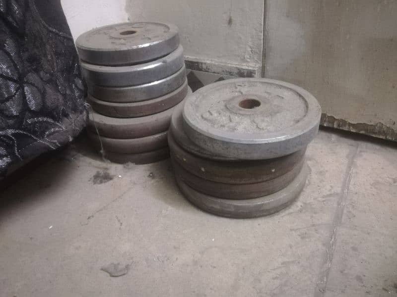 bench press, dumbell, plates all set 2