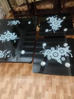 3 piece glass center table set