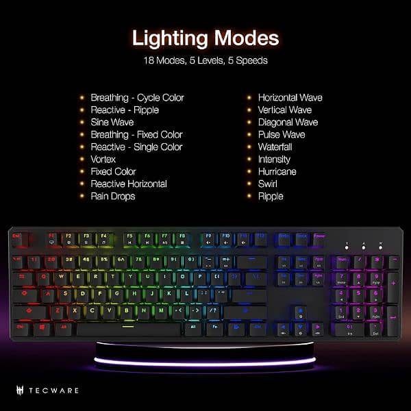 Tecware Phantom 104 keys mechanical gaming rgb keyboard with mouse 16