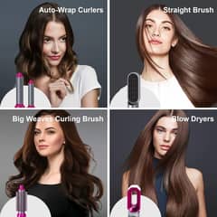 5-in-1 Hair Blow Dryer ,Hair Comb , Curling , Straightener, Detachable