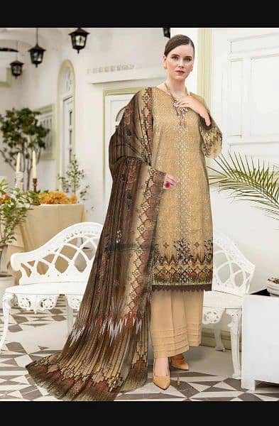 3Pcs women's unstitched lawn chikankari embroidered suit 2