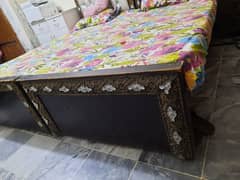 2 wooden Single bed with mattress for sale