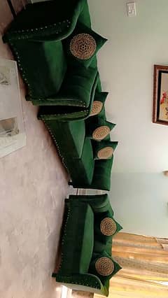 6 seater sofa set in velvet with 6 cushions 0