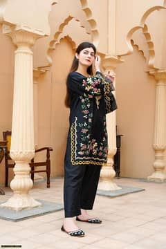 2 pcs Woman's stitched cut Work Embroidered Suit 0