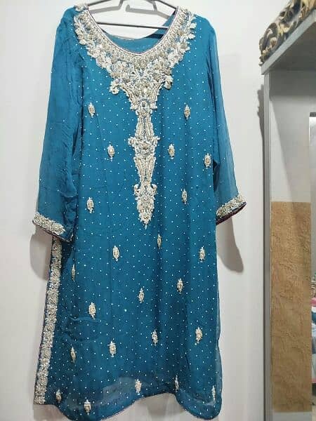 Zinc color embroiderd chiffon 3pc suit 3