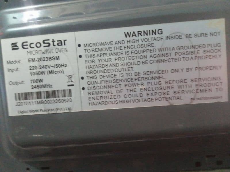 microwave oven Ecostar sale contact. . 03198234028 3