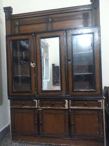 3 door wardrobe or Almari with mirror for sale 4