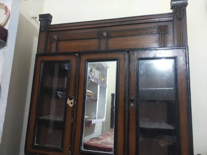 3 door wardrobe or Almari with mirror for sale 14