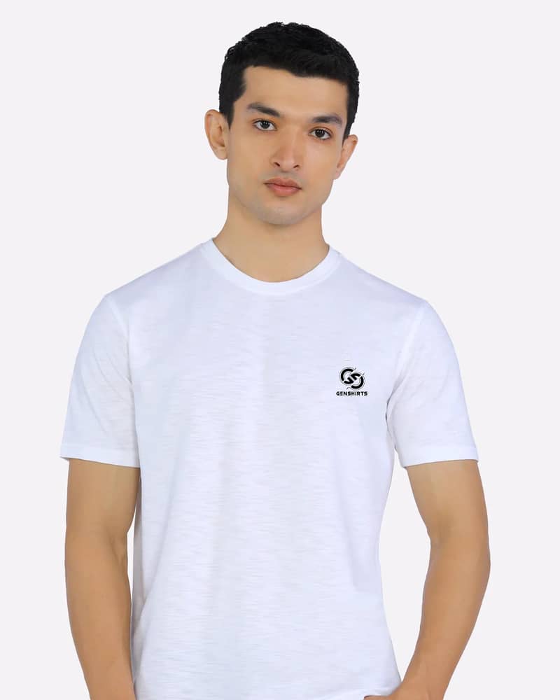 Genshirts Unisex White Cotton T-Shirt | Soft, Breathable Casual Tee 1