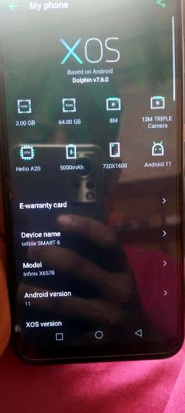 infinix Smart 6  3/64 10by8 condition he 8