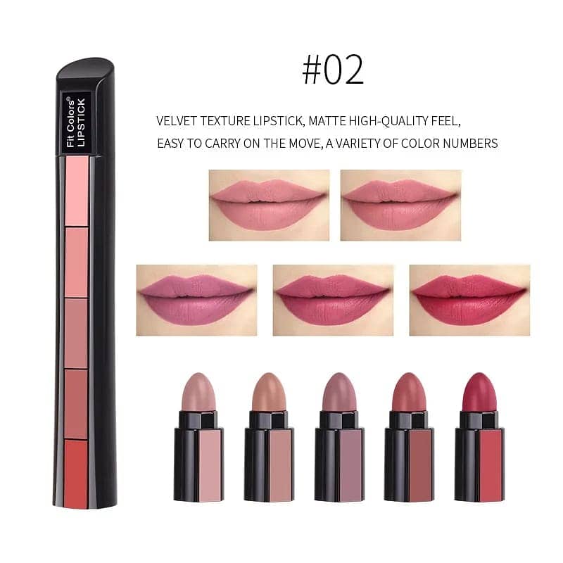 5in1 Romantic Matte Finish Lipstick Set - Beauty Essentia 4