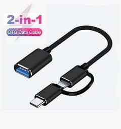 2 in 1 OTG Adapter Cable Micro USB + USB C to USB 3.0 Connector Cable, 0