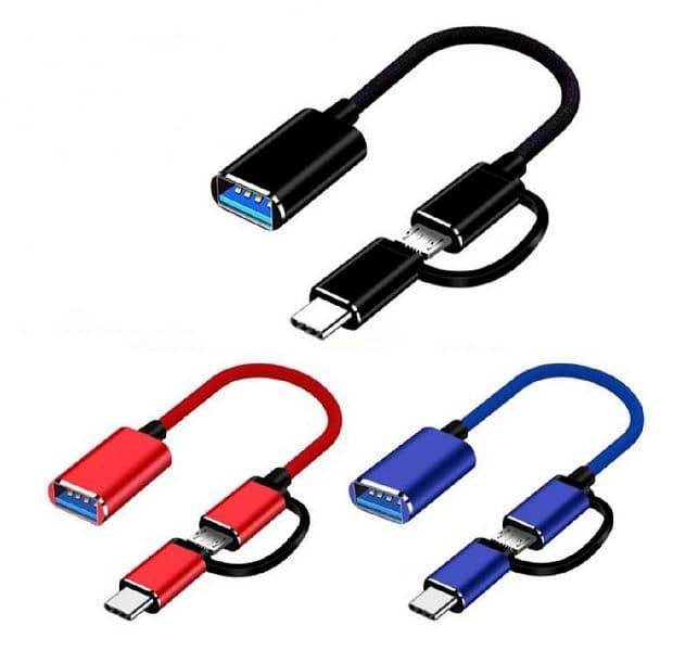 2 in 1 OTG Adapter Cable Micro USB + USB C to USB 3.0 Connector Cable, 1