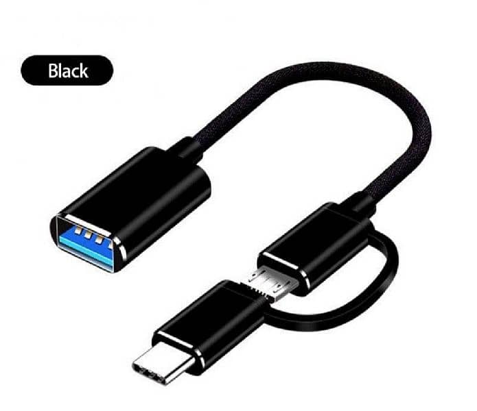 2 in 1 OTG Adapter Cable Micro USB + USB C to USB 3.0 Connector Cable, 5