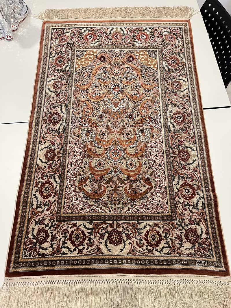 Genuine Turkish Hereke Silk Rug Signed 0