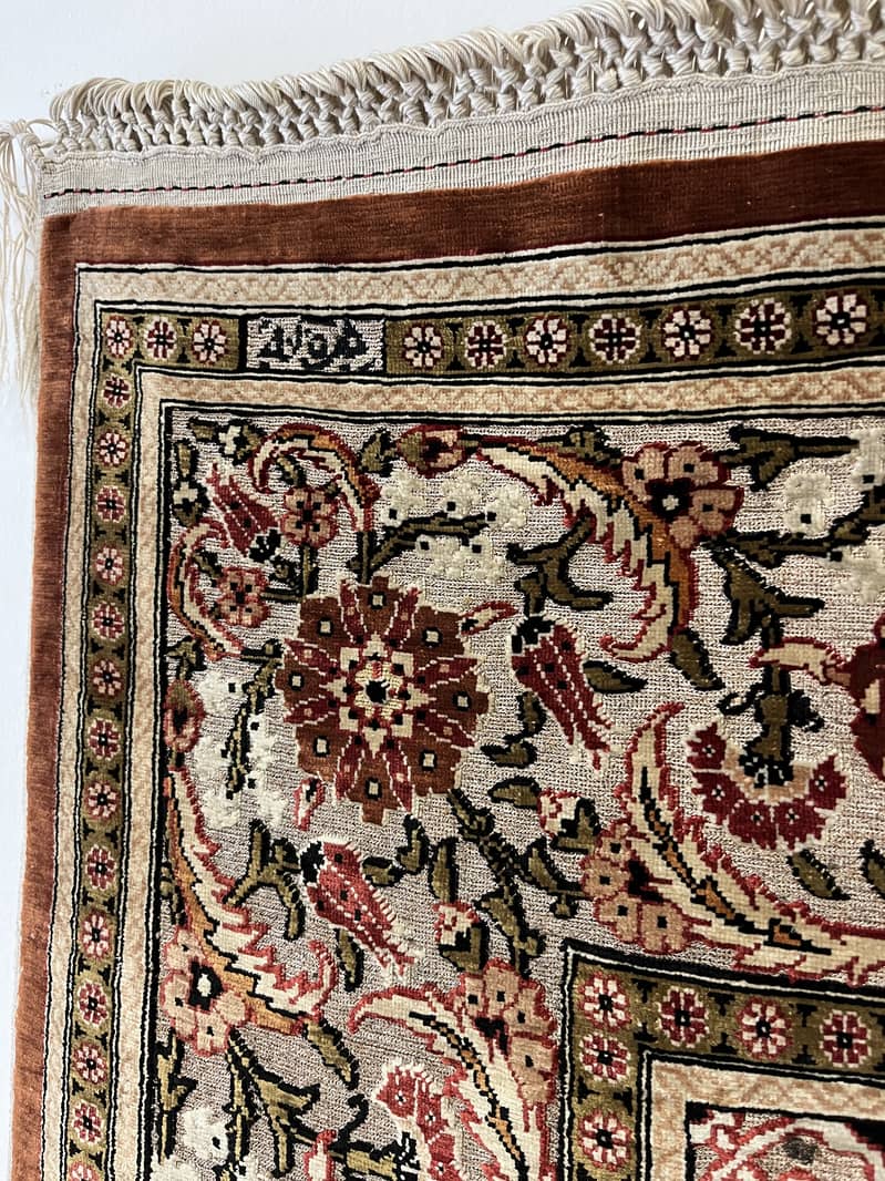 Genuine Turkish Hereke Silk Rug Signed 4