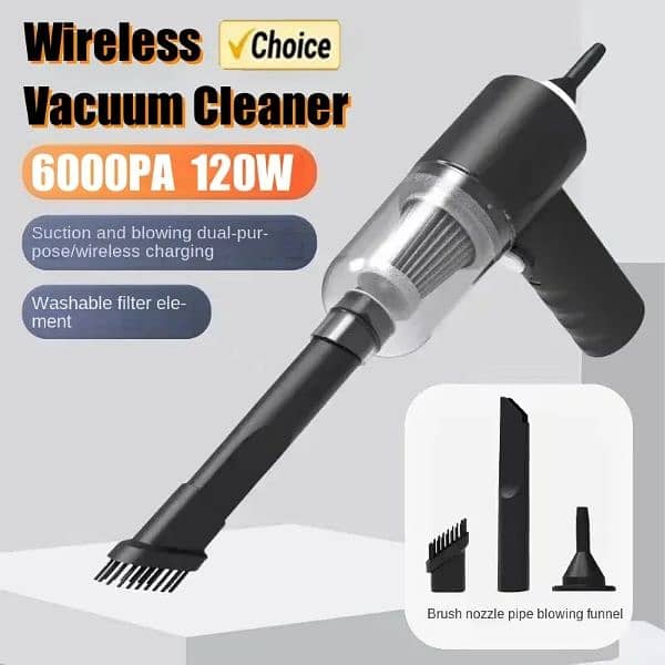 Wireless Car Vacuum Cleaner 6000Pa Cordless Handheld Cleaning Robot 6