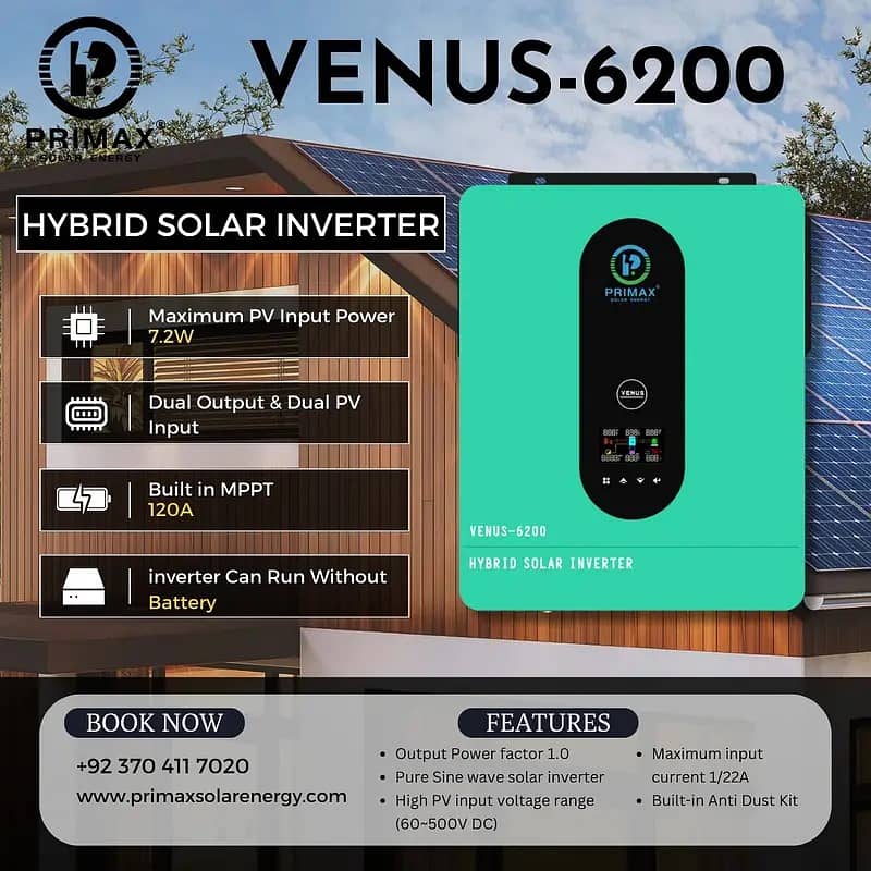 Primax Venus 6.2kW Hybrid Solar Inverter VENUS-6200 7200W 3