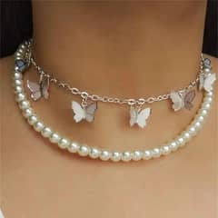 Butterfly design double layers choker 0