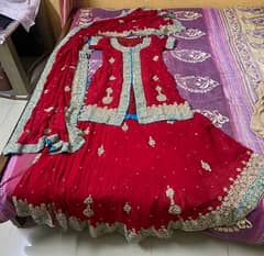 selling Garnet red bridal dress with jewellery