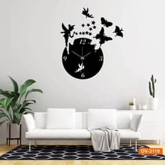 butterfly design analogue wall clock with light