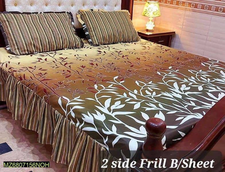 3pcs cotton salonica patch work frill double bedsheet 1