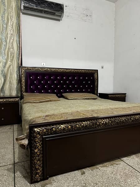 Double bed set with side tables and dressing table/ bed set/wooden bed 1