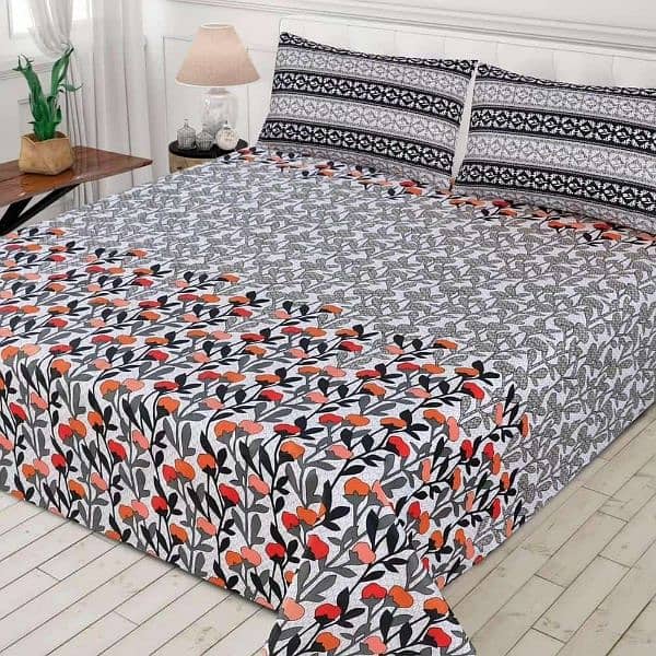 3 piece Printed Cotton Bedsheets 1