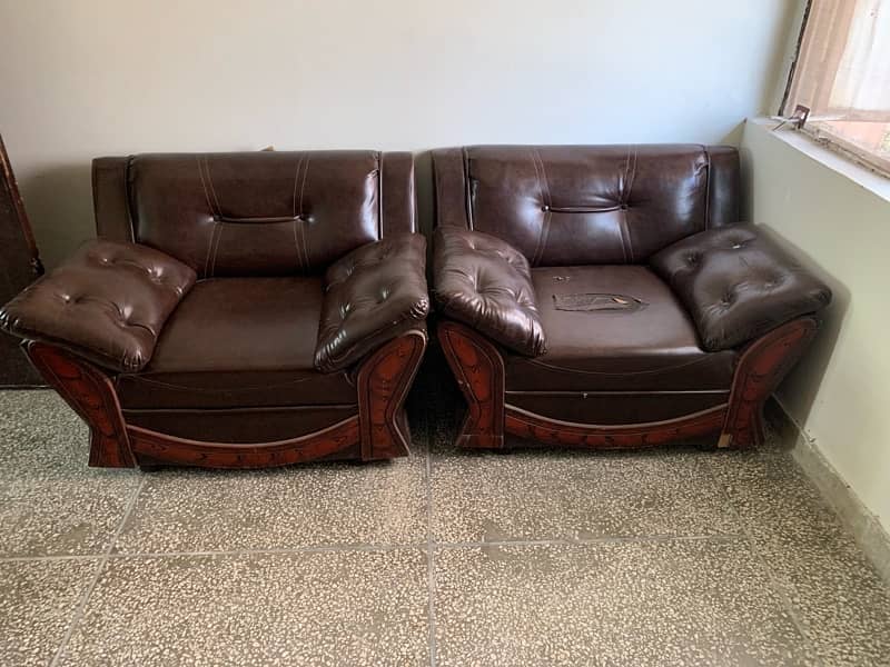 4 seat leather sofa set shesham base 0