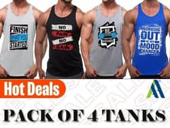 Men's Summer Gym Tanks Pack of 4