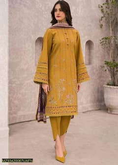 3pcs Women Unstitched Embroided Lawn Suit(contact on whatsapp)