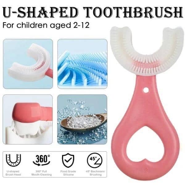 Silicone U-Shaped Toothbrush For Kids - Pack of 2 1