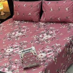 3 pc cotton printed double bed sheets 0