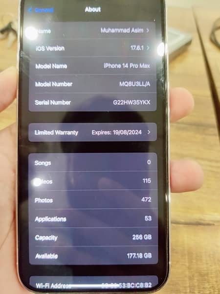 iphone 14 pro max LLA jv 256gb 91 battery health 10/10 condition 6