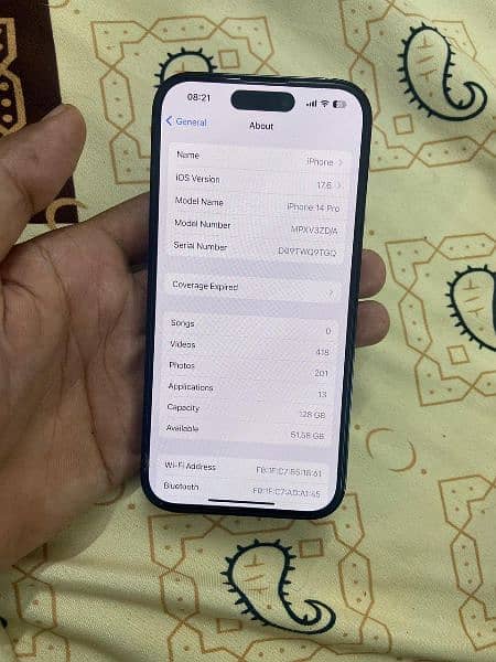 I phone 14 pro non pta 128gb water pack 6