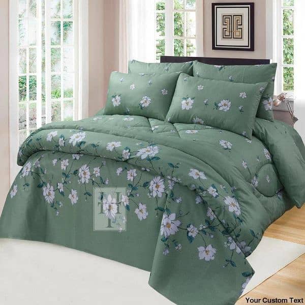 7 pcs double bed denier printed comforter set 0