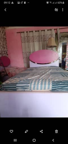 2 kids pink colour single beds with side table 0