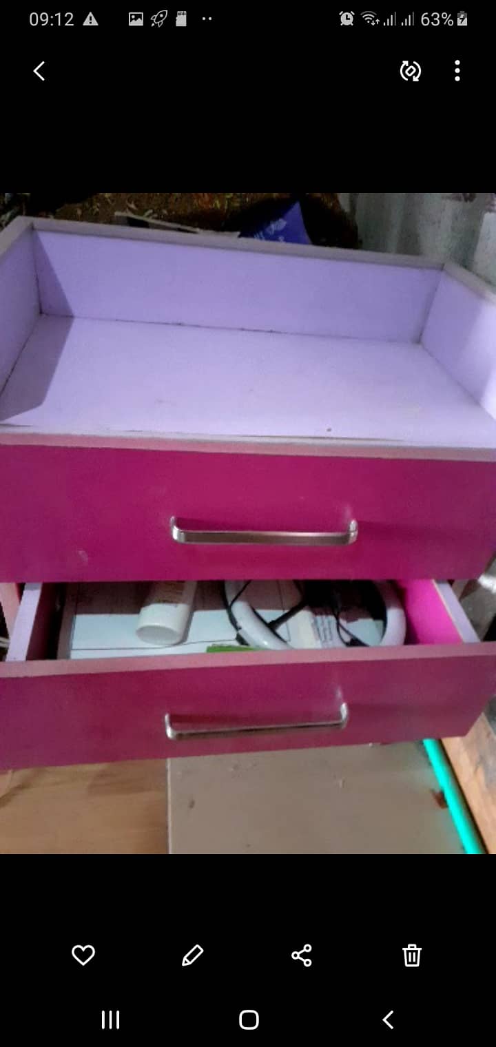 2 kids pink colour single beds with side table 6