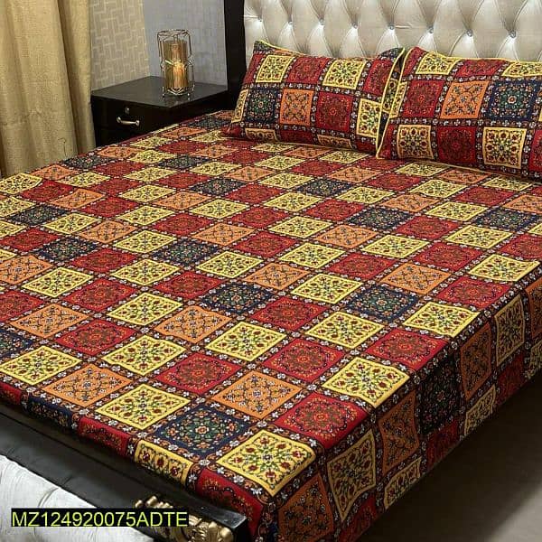 3 pcs Crystal Cotton printed Double Bedsheets ,whtasapp  (03145156658) 9