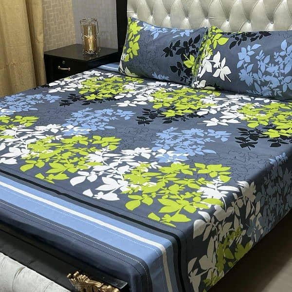 3 pcs Crystal Cotton printed Double Bedsheets ,whtasapp  (03145156658) 10