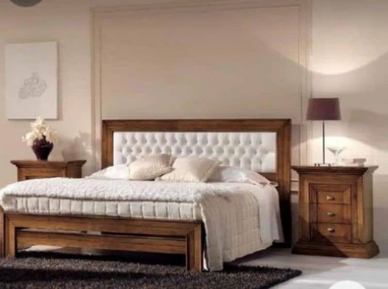 double bed set, king size bed set, sheesham wood structure, furniture, 3