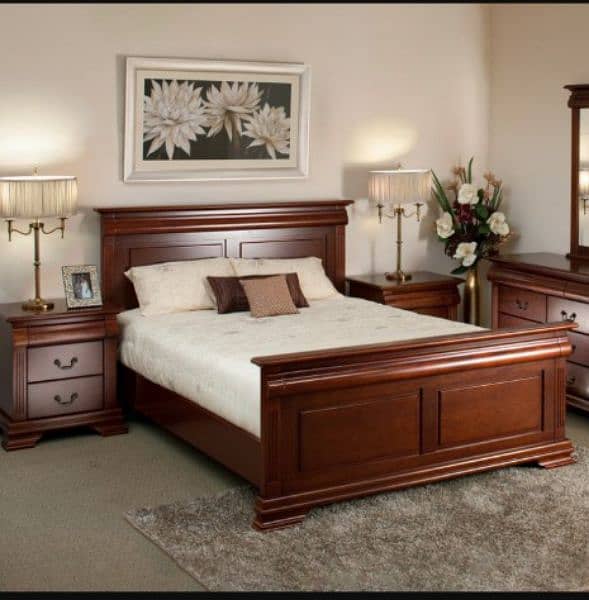 double bed set, king size bed set, sheesham wood structure, furniture, 17