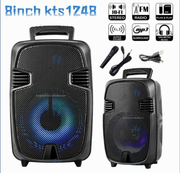 GTS 1248 8inch drive  portable Rechargeable Wireless Bluetooth Speaker 1