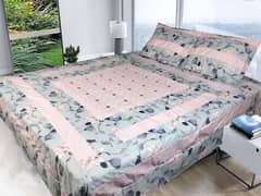 3 pcs cotton sotton printed double bed sheet 0