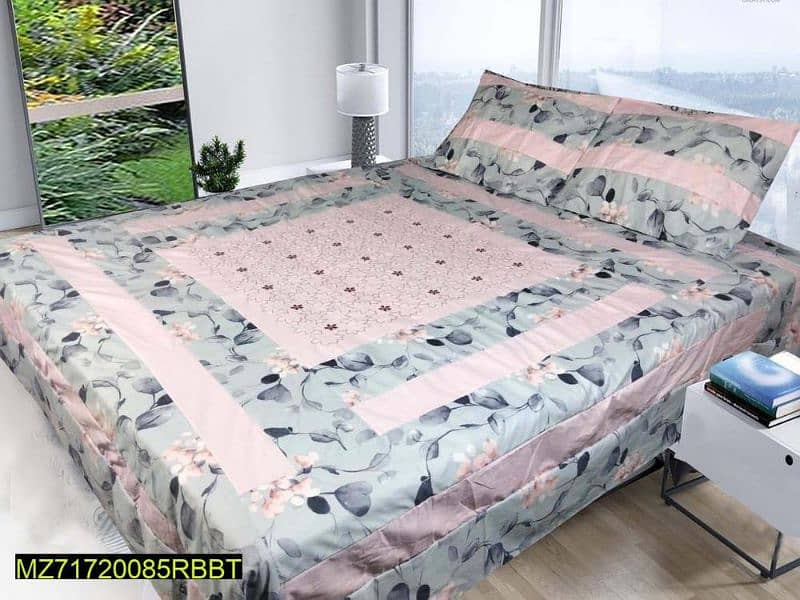 3 pcs cotton sotton printed double bed sheet 1