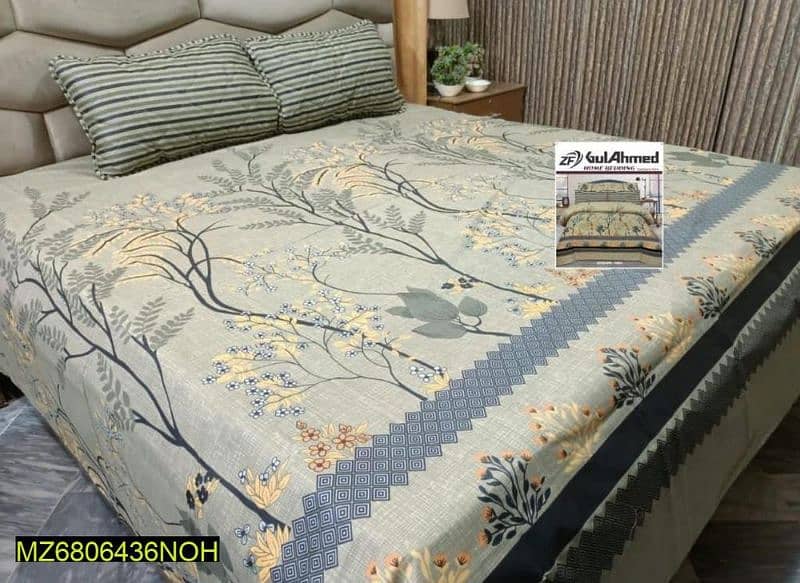 3 pcs cotton sotton printed double bed sheet 8