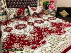 3 Pcs Crystal Cotton Printed Double Bedsheet