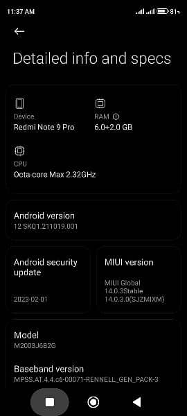 redmi note 9 pro 6+2 /128 6