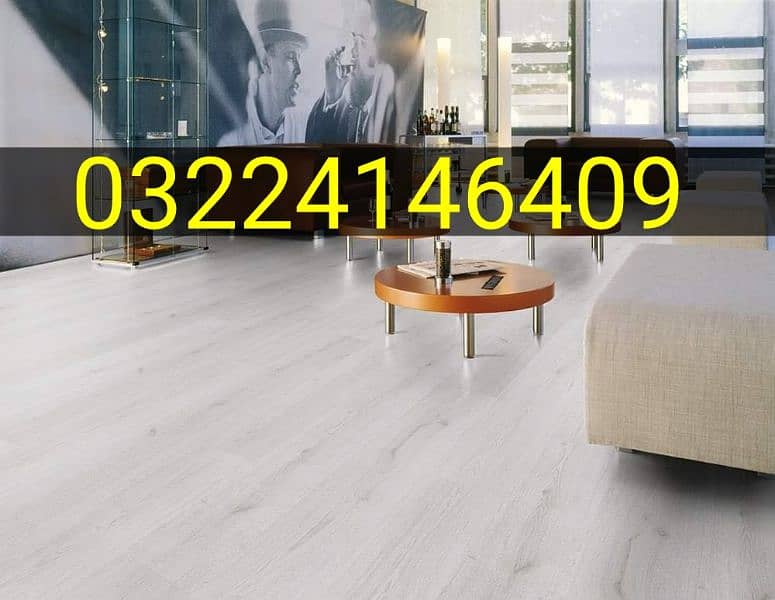 Laminate Wooden Floors, Wallpapers, Window Blinds, Fluted panels. 2