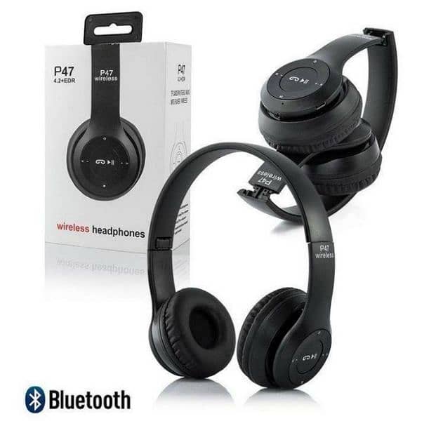 wireless stereo headphones, black 1